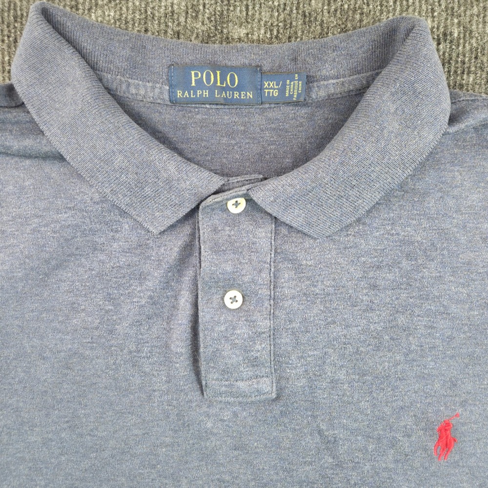 Polo Ralph Lauren Mens XXL Blue Short Sleeve Cotton Jersey Polo Shirt Red Pony